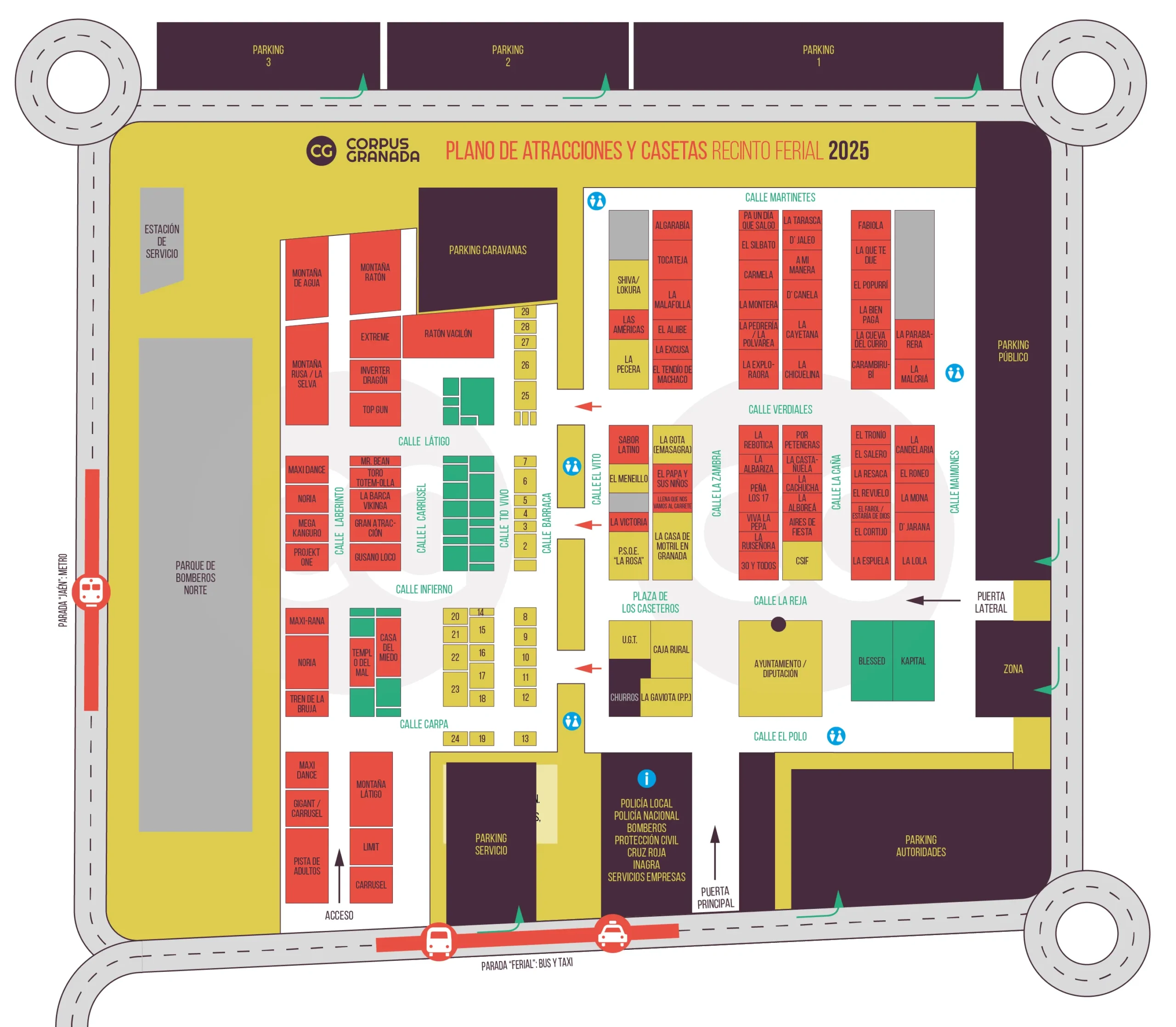 Mapa del recinto ferial 2025 - CorpusGranada©